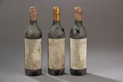 null 3 bouteilles CH. GRUAUD-LAROSE, 2° cru Saint-Julien 1959 (ets,fânées, 1 LB,...