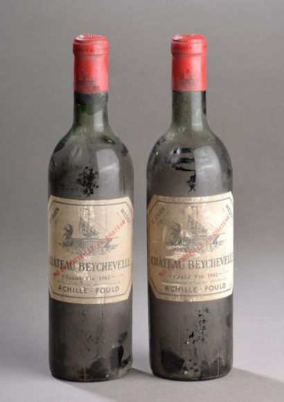 null 2 bouteilles CH. BEYCHEVELLE, 4° cru Saint-Julien 1962(ets, B) 