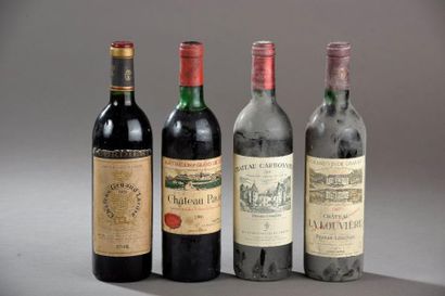 null Ensemble de 4 bouteilles : 1 bouteille CH. LA LOUVIERE, Pessac-Léognan 1987...