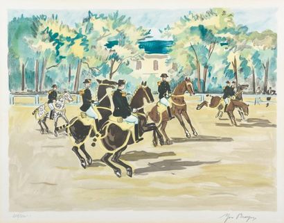 null Yves BRAYER (1907-1990). 

Cavaliers en uniforme et chevaux de Camargue. 

Deux...