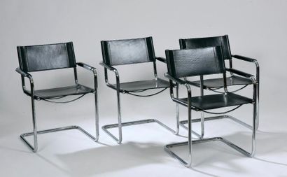 null Matteo GRASSI (1927 - 2001). 

Suite de quatre fauteuils à structure en métal...