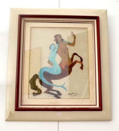 null Jean-Gabriel DOMERGUE (1889-1962).

Sirène et centaure.

Aquarelle gouachée...