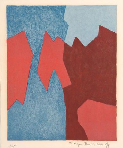 null Serge POLIAKOFF (1900-1969).

Composition abstraite rouge et bleue.

Lithographie...