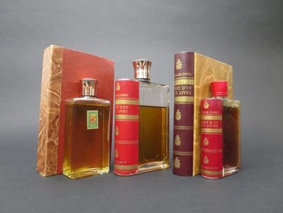 null MONCLAIR et GIRAUD
Trois flacons de parfum en forme de livre, dont deux avec...