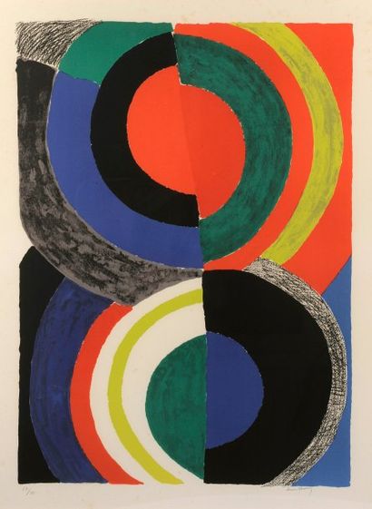 Sonia DELAUNAY (Ukraine, 1885 - Paris, 1979) Composition aux cercles concentriques...