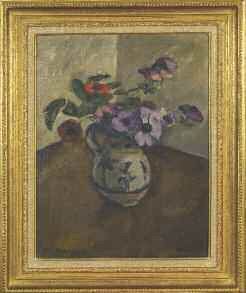 Maurice ASSELIN (Orléans, 1882 - 1947) Bouquet d'anémones dans une cruche, 1910 Huile...
