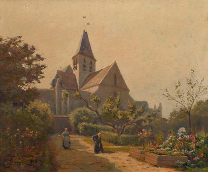 null E. COURONNEAU (XIXe - XXe siècle).

Le jardin potager.

Huile sur toile, signée...