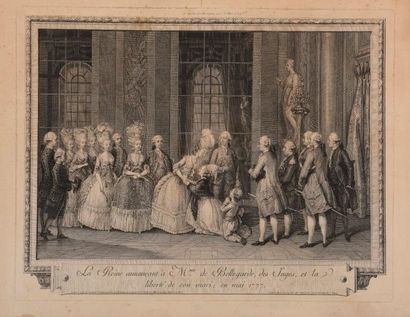 null Antoine Jean DUCLOS (1742-1795) d'après DESFOSSÉ.

"La Reine annonçant à Mme...
