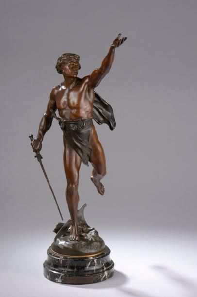 null Émile Louis PICAULT (1833-1915).

"Victoria".

Bronze à patine brun et médaille...
