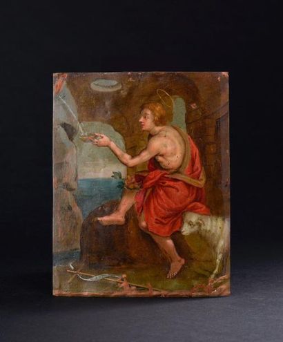 null Ecole flamande du XVIIe siècle.

Saint Jean-Baptiste à la fontaine.

Huile sur...