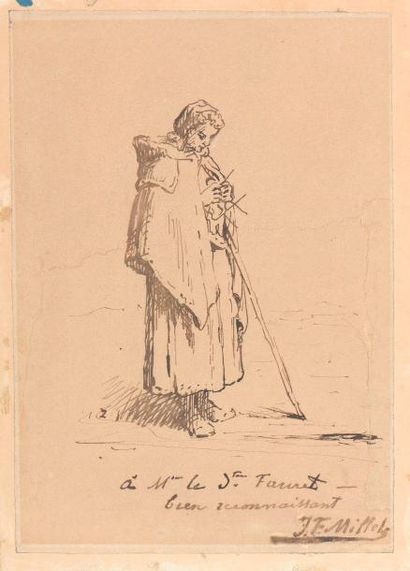 null Jean-François MILLET (Gréville-Hague, 1814 - Barbizon, 1875). 

Étude pour Bergère...