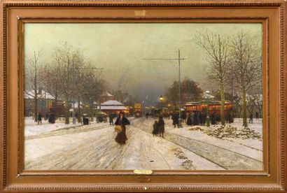 null Marcel LEBRUN (1867 - 1920).

Porte de Saint-Cloud, effet de neige.

Huile sur...