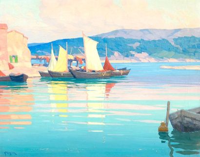 null Ohannès ALHAZIAN (Van, Turquie, 1881 - 1958).

Petit bateau de pêche à quai...
