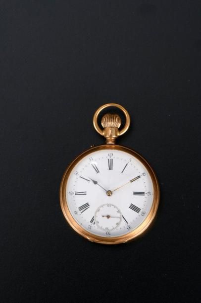 null Chronomètre de poche en or jaune18K uni, le remontoir en bélière (chocs sur...