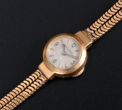 null Montre-bracelet de dame, le boîtier et le bracelet double brins en or jaune...