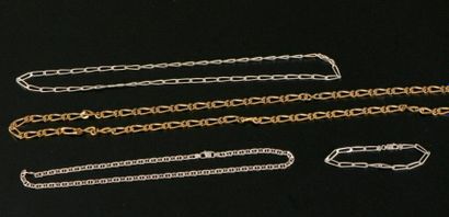 null Ensemble en argent : une chaine et un bracelet à maille cheval et un ras de...