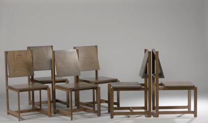 null Philippe PARENT (né en 1950).

Suite de six chaises modèle "Celle-ci" en chêne...