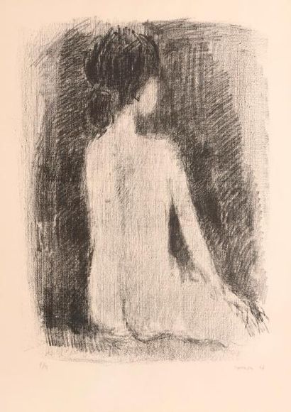 null André COTTAVOZ (Saint-Marcellin, 1922 - Vallauris, 2012).

Femme nue de dos.

Lithographie...