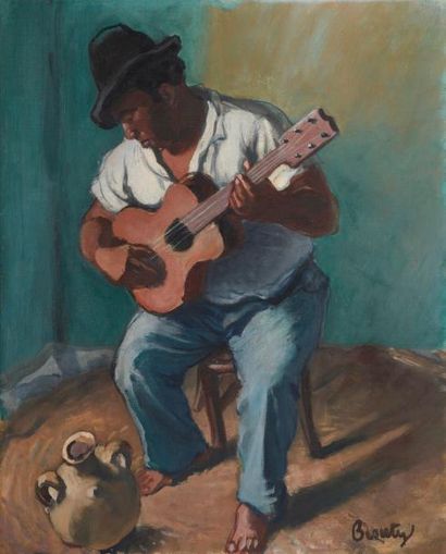 null Charles BROUTY (Bastia, 1897 - Pau, 1984).

Le guitariste.

Huile sur toile...