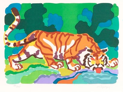 null Charles LAPICQUE (Theizé, 1898 - Orsay, 1988).

Tigre buvant, 1961. 

Lithographie...