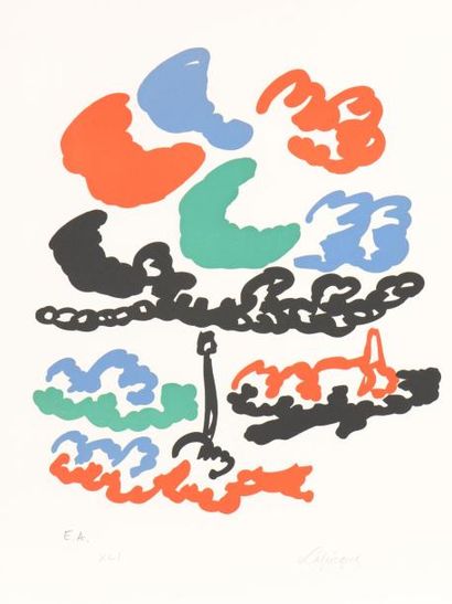 null Charles LAPICQUE (Theizé, 1898 - Orsay, 1988).

Nuages sur la côte, 1951.

Lithographie...