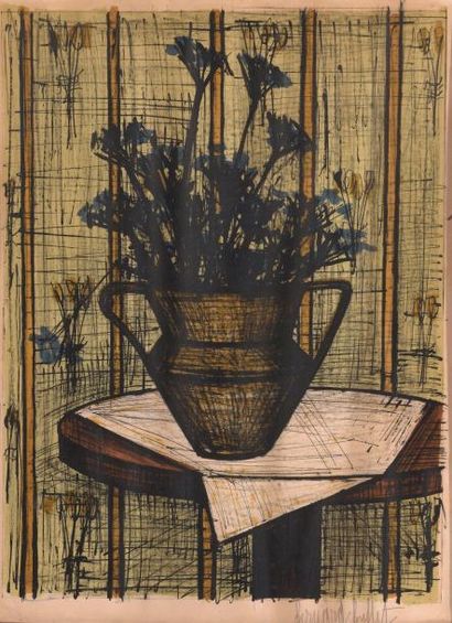 null Bernard BUFFET (Paris, 1928 - Tourtour, 1999).

Vase de fleurs (Sorlier 8).

Lithographie...