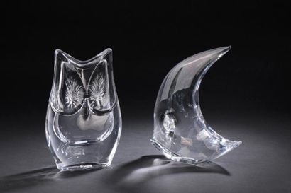 null DAUM France.

Deux sculptures en cristal figurant un hibou et un poisson.

Signées.

Seconde...