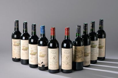 null Ensemble de 10 bouteilles :

- 2 bouteilles Château CLARKE, Listrac 1992 (elt)...