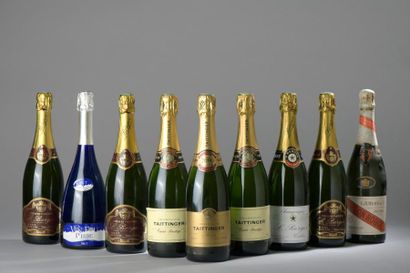 null 8 bouteilles CHAMPAGNE (Mumm CR vieux B couleux, Taittinger Brut et 2000, Berger......