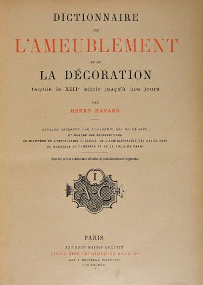 null Henry HAVARD. Dictionnaire de l'Ameublement et de la Décoration du XIIIe siècle...