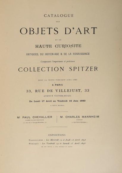Collection SPITZER, catalogue des objets...