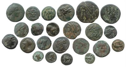 null Lot de 23 bronzes grecs : Métaponte, Syracuse, Carthage, Corinthe, Macédoine,...