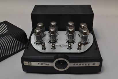 null *Amplificateur audio stéréo à tubes KT66 de marque SYNTHESIS modèle 100 (Ti...