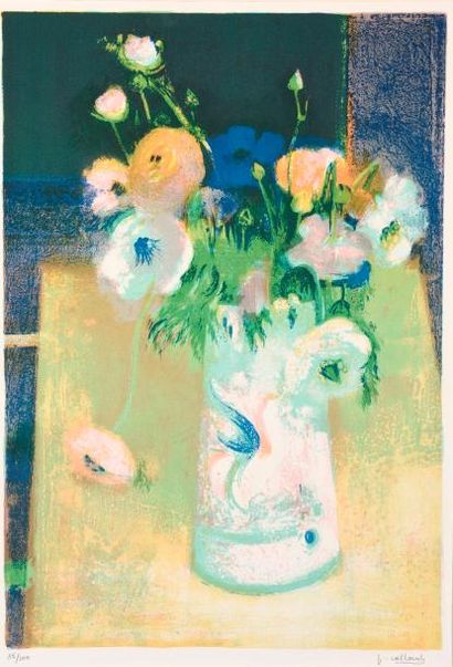 null Ecole du XXe siècle ( J COLLOMB?). 

Bouquet de fleurs.

Lithographie en couleur...