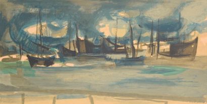 null Marcel MOULY (1918-2008).

"Bateaux en mer égée".

Lithographie en couleur sur...