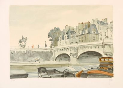 null Robert YAN (1901-1994).

"Vue du pont neuf et de la statue Henri IV". 

Lithographie...