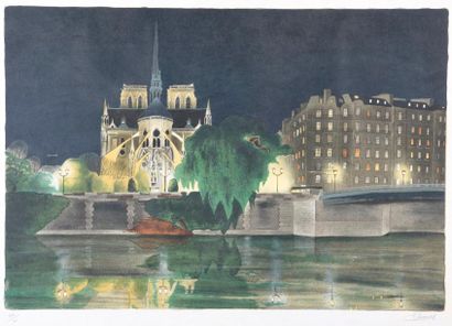 null EDITION Jacques BOULAN. 

Vue du chevet de la cathédrale Notre-Dame de Paris.

Lithographie...