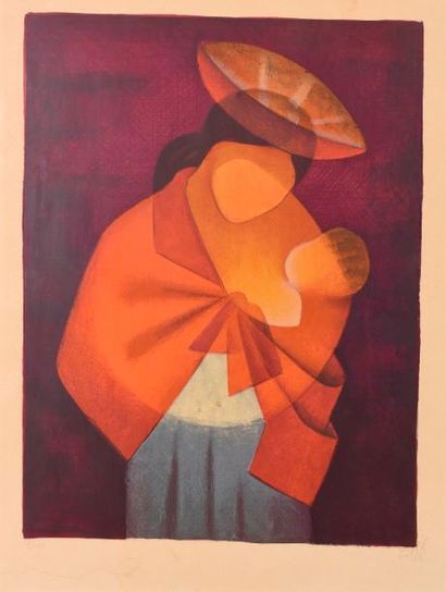 null Louis TOFFOLI (1907-1999).

Maternité. 

Lithographie en couleur sur papier,...