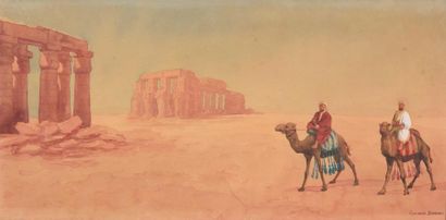 null Giovanni BARBARO (1864 - 1915). 

À l'approche du Caire. 

Deux aquarelles signées...