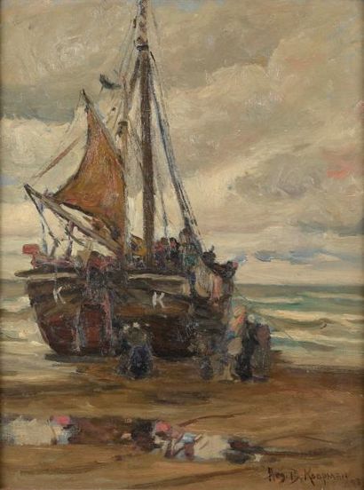 null Auguste B. KOOPMAN (1869 - 1914).

Bateau sur la plage.

Huile sur toile signée...