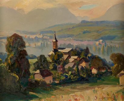 null Joseph-Victor COMMUNAL (1876 - 1962).

"Chambéry-le-Vieux". 

Huile sur panneau...