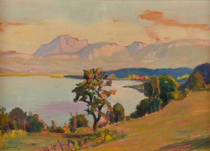 null Joseph-Victor COMMUNAL (1876 - 1962).

"Le lac du Bourget vu de Bourdeau". 

Huile...