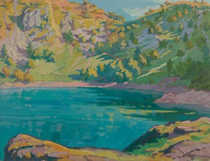 null Robert KAMMERER (1882 - 1965).

Lac des Persches, Alsace.

Huile sur toile marouflée...