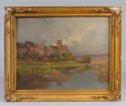 null Louis LAINE (né en 1868). 

La Seine et Village en bord de rivière. 

Paire...