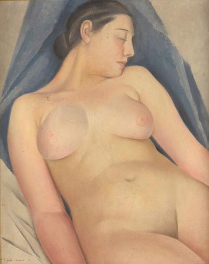 null Jean BERQUE (1896 - 1954).

Jeune femme nue endormie. 

Huile sur toile signée...