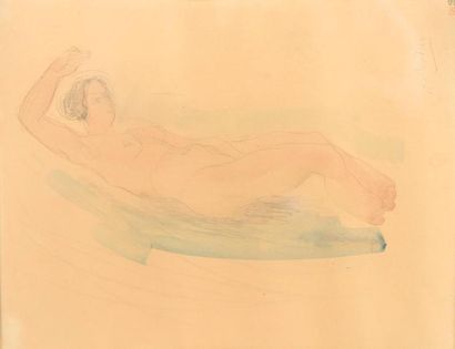 null Odilon ROCHE (1868 - 1947).

Nu allongé.

Aquarelle portant une signature apocryphe,...