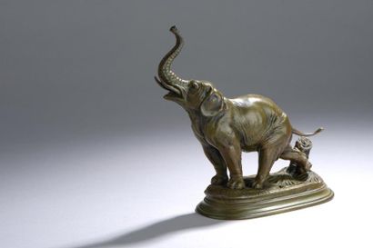 null D'après Paul-Edouard DELABRIERRE (1829 - 1912). 

Éléphant attaché barrissant....