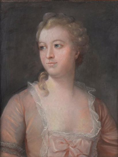 null Ecole française du XIXe siècle.

Portrait de jeune femme à la robe rose.

Pastel...