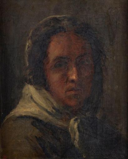 null Adolphe Félix CALS (Paris, 1810 - Honfleur, 1880).

Portrait de femme au foulard.

Huile...