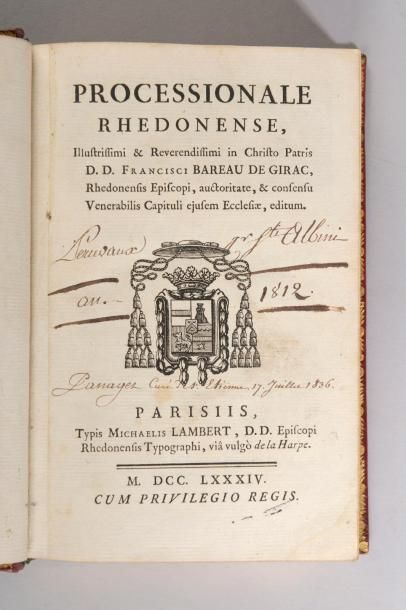 null [RENNES]. Processionale Rhedonense. Parisiis, Typis Michaelis Lambert, 1784....